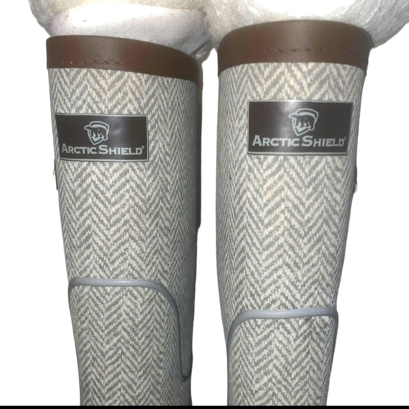 Arctic Shield Ranch Boots Grey & Cream Fabric Uppers over rubber w Furry Liners - Picture 2 of 6